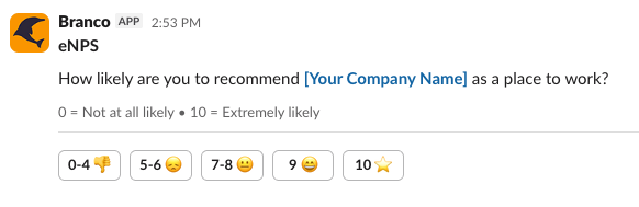 eNPS survey in Slack